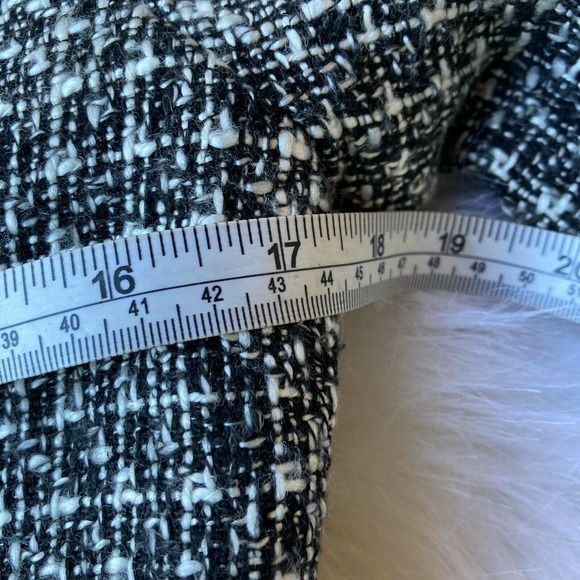 Worthington Sz Med Blazer Tweed Zip Up Jacket Womens Black White Fringe Career - Picture 8 of 10